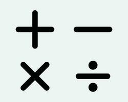 matemáticas símbolo icono matemáticas calcular calculadora aplicación contabilidad más menos multiplicar dividir negro blanco gráfico clipart obra de arte símbolo firmar vector eps