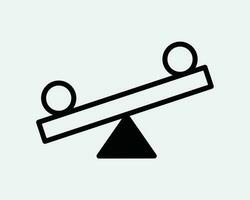 Scale Balance Icon. See Saw Fair Justice Judgement Balancing Weight Seesaw Bar Measurement Black White Graphic Clipart Artwork Symbol Sign Vector EPS