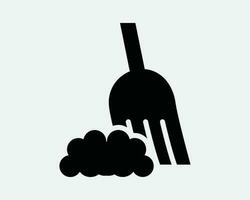 Sweeping Icon. Sweep Broom Clean Cleaner Sweeper Brush Dust Dirt Broomstick Stick Dirty. Black White Graphic Clipart Artwork Symbol Sign Vector EPS
