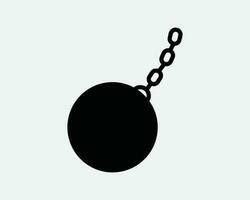 Wrecking Ball Icon. Destroy Demolish Demolition Heavy Round Metal Chain Smash Break Swing. Black White Graphic Clipart Artwork Symbol Sign Vector EPS