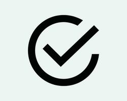 Round Check Mark Icon. Vote Tick Yes Selection Select Choice OK Approve Verified Checklist Black White Graphic Clipart Artwork Symbol Sign Vector EPS