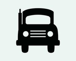 Truck Front View Icon. Transportation Transport Commercial Farm Vehicle Head On Freight. Black White Graphic Clipart Artwork Symbol Sign Vector EPS