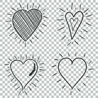 Hand drawn hearts icon set. Love vector illustration.