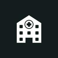 Hospital building vector icon. Infirmary medical clinic sign illustration.