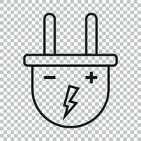 Plug vector icon in line style. Power wire cable flat illustration.