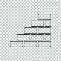 Wall brick icon in flat style isolated on isolated background. Wall symbol illustration in line style. vector