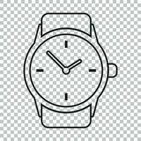 Watch vector icon in line style. Clock flat illustration.