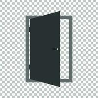 Door vector icon. Exit icon. Open door illustration.