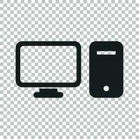 Computer vector illustration. Monitor flat icon.