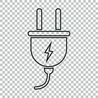 Plug vector icon in line style. Power wire cable flat illustration.