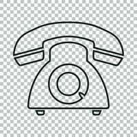 Phone vector icon in line style. Old vintage telephone symbol illustration.