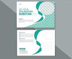 Modern post card design template for corporate business, vector post card design layout with two color