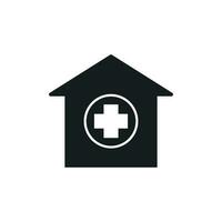 Hospital building vector icon. Infirmary medical clinic sign illustration.