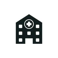 Hospital building vector icon. Infirmary medical clinic sign illustration.