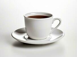 White cup of black coffee isolated on white background with clipping path created with Generative AI technology photo