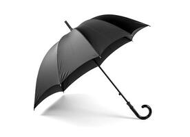 Black Umbrella opened photo camera down angle view isolated on white background created with technology