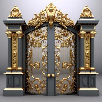 Iron main gate of a house created with technology photo