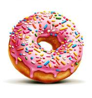 Donut with sprinkles isolated created with Generative AI technology photo