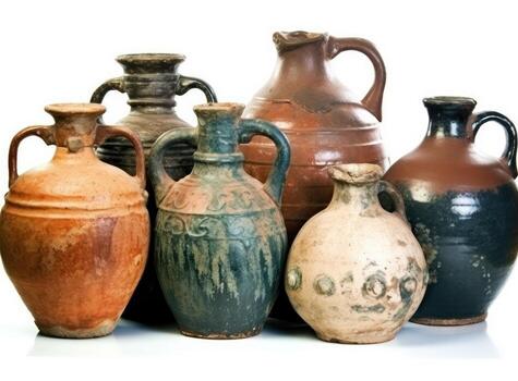 antiguo cerámico decorativo ánfora en un blanco antecedentes. creado con generativo ai tecnología foto