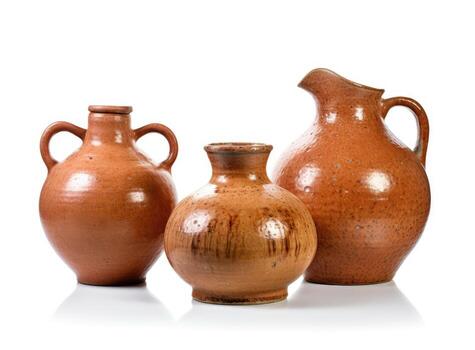 antiguo cerámico decorativo ánfora en un blanco antecedentes. creado con generativo ai tecnología foto