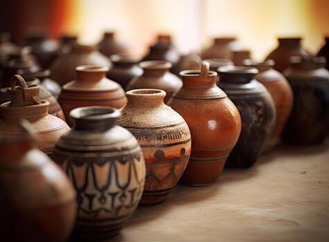 antiguo cerámico decorativo ánfora en un blanco antecedentes. creado con generativo ai tecnología foto