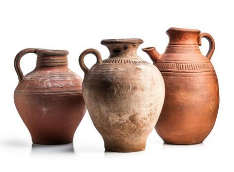 antiguo cerámico decorativo ánfora en un blanco antecedentes. creado con generativo ai tecnología foto