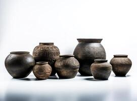 Antique ceramic decorative amphora on a white background. created with technology photo