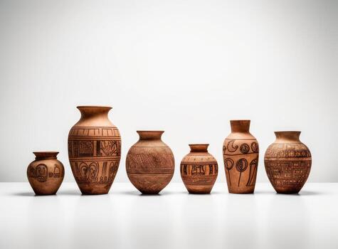 antiguo cerámico decorativo ánfora en un blanco antecedentes. creado con generativo ai tecnología foto