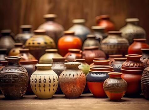 antiguo cerámico decorativo ánfora en un blanco antecedentes. creado con generativo ai tecnología foto