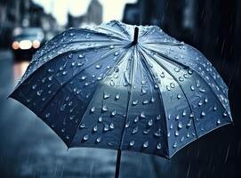 Back Umbrella in the rain in vintage tone created with technology photo