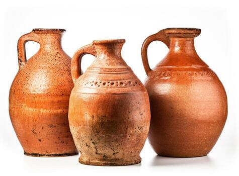 antiguo cerámico decorativo ánfora en un blanco antecedentes. creado con generativo ai tecnología foto