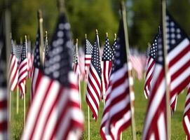Phalanx of U.S. Flags honoring the fallen created with technology. photo