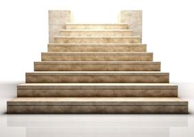 wide concrete staircase. isolated on white background created with Generative AI technology. photo