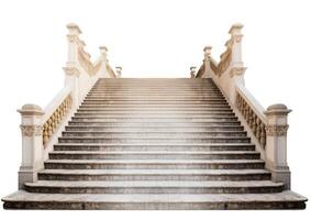 wide concrete staircase. isolated on white background created with Generative AI technology. photo