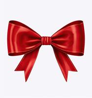 Red ribbon bow isolated on white background created with Generative AI technology photo