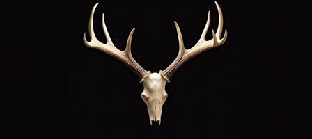 Large deer antlers on white background. created with technology photo