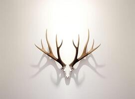 Large deer antlers on white background. created with technology photo