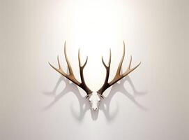 Large deer antlers on white background. created with Generative AI technology photo