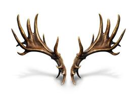 Large deer antlers on white background. created with Generative AI technology photo