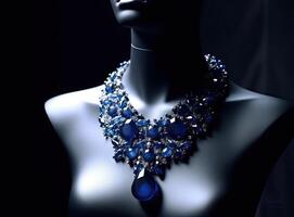 diamonds necklace created with Generative AI technology photo