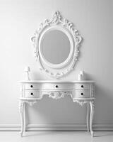 Isolated white antique dressing table created with technology photo