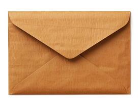 Brown envelopes. Paper gift cards and invitations isolated on white background. created with Generative AI technology photo