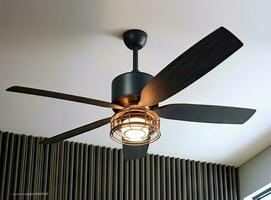 Electric ceiling fan created with Generative AI technology photo
