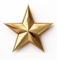 Golden Christmas Star isolated on white Background created with technology photo