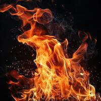Fire red and yellow, thermal energy at the fuel point during the night. created with technology photo