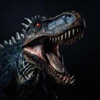 dinosaur head with open mouth created with Generative AI technology photo