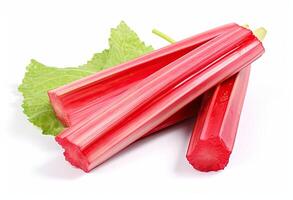 Rhubarb stalks on a white background created with technology photo