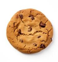 Chocolate chip cookie isolated on white background created with technology photo