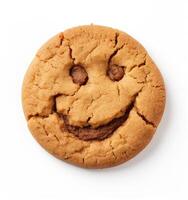 Chocolate chip cookie isolated on white background created with technology photo