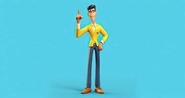 Man full length businessman 3D illustration of cartoon men cute character isolated created with technology photo